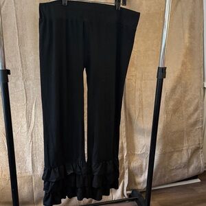 Black Wide Leg Ruffle Pants